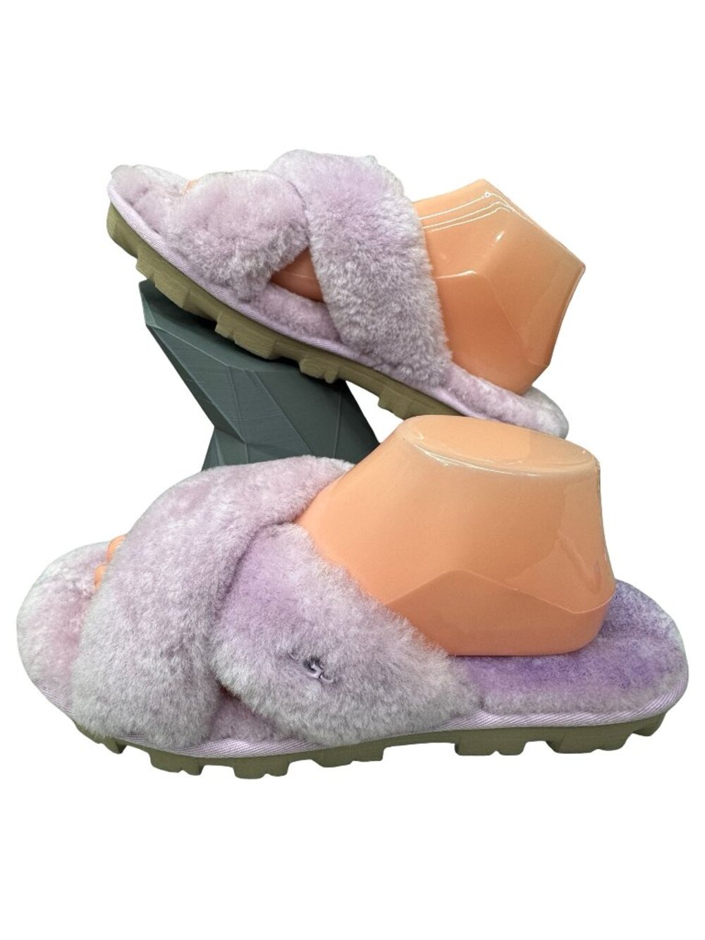 UGG Fuzzette Purple Lavender Fluffy Cross-Band Slippers Lilac Purple 11 Womens